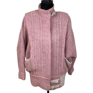 VINTAGE HANDWOVEN WOOL MOHAIR PINK JACKET By JANET KNIGHT